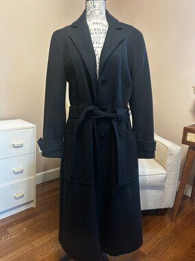 Calvin Klein Wool Blend Belted Coat Black M
